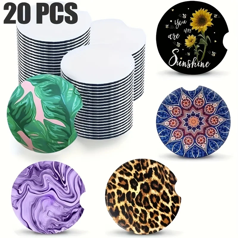 20pcs Sublimated Blank Car Coa - Coaster Sublimation Blank ulasan dan harga