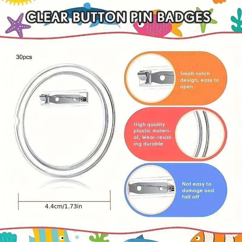 30pcs acrylic blank badge pin  - Button Badge Blank ulasan dan harga