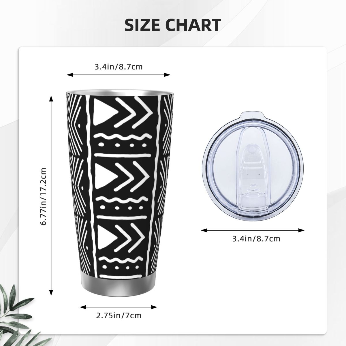 Black And White African Bogola - Tumbler 20Oz White ulasan dan harga