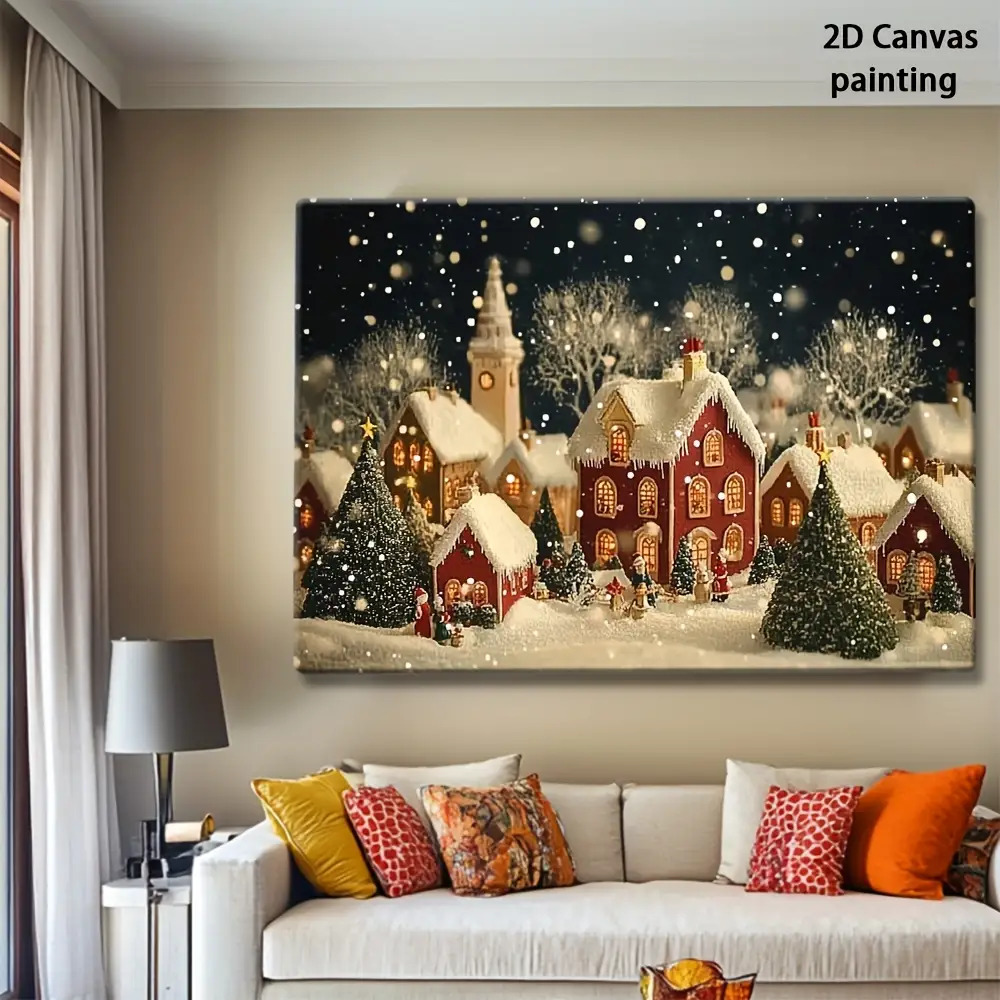 1pc 2D retro Christmas Eve and - Canvas Wrap Ready ulasan dan harga