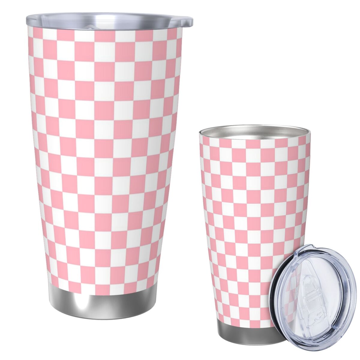 Pink White Checkerboard Patter - Tumbler 20Oz White ulasan dan harga