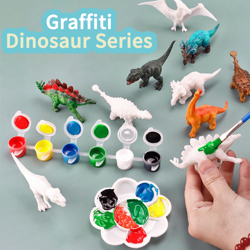 6pcs/8pcs, DIY Coloring Dinosa - Puzzle Blank White ulasan dan harga
