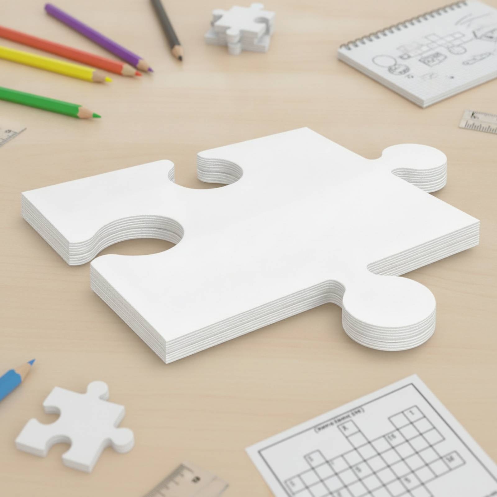 24 Pieces Blank Cardboard Puzz - Puzzle Blank White ulasan dan harga