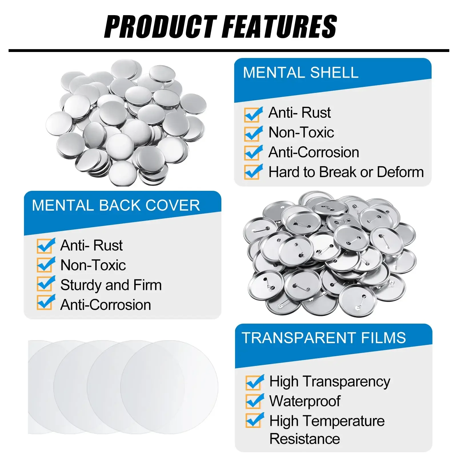 100PCS Blank Button Making Sup - Button Badge Blank ulasan dan harga