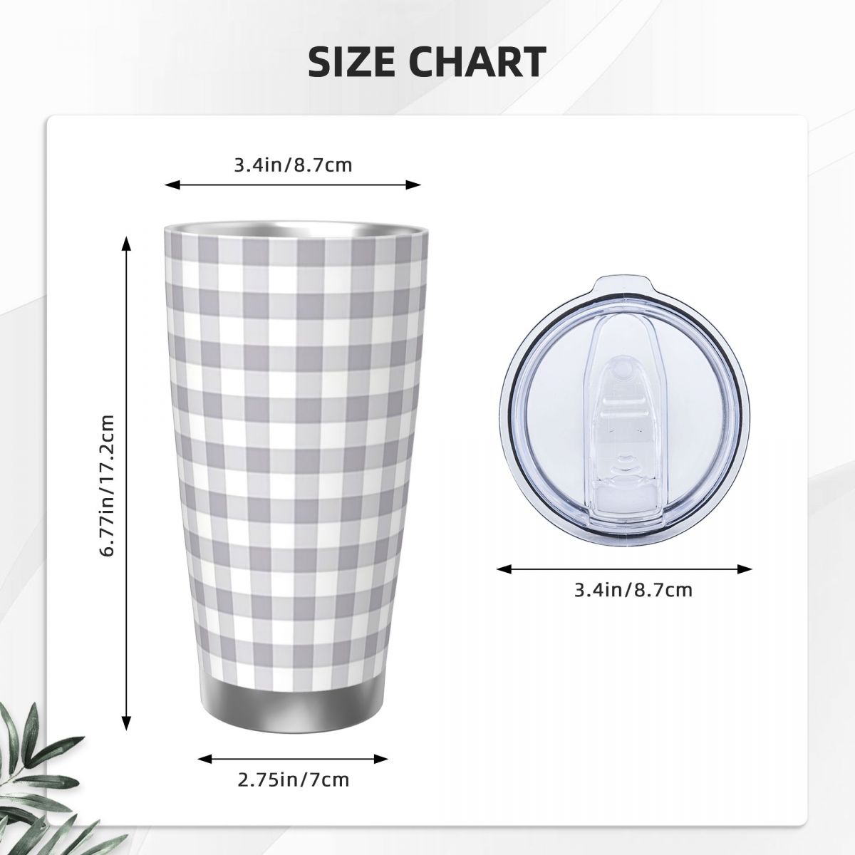 Gray And White Gingham Stainle - Tumbler 20Oz White ulasan dan harga