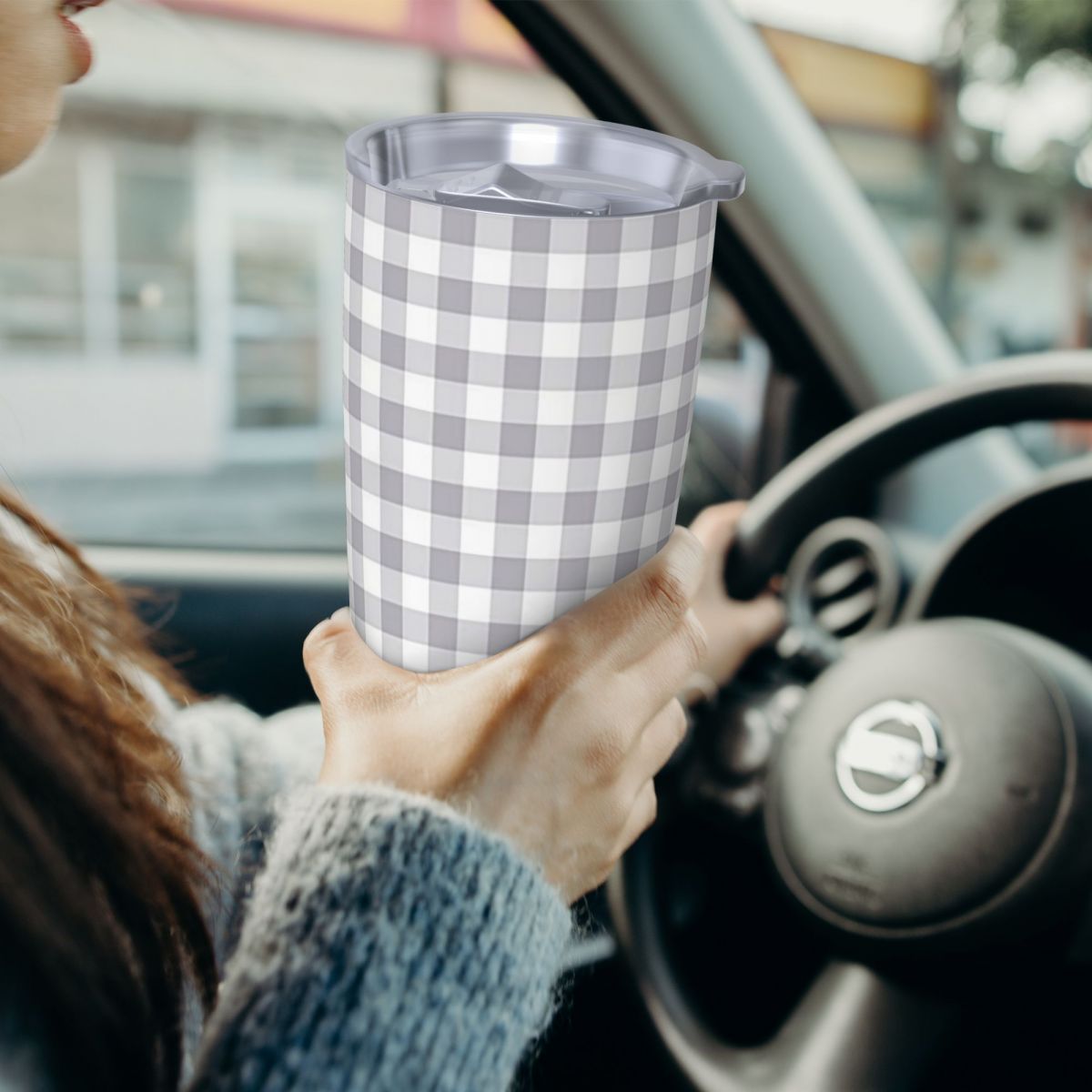 Gray And White Gingham Stainle - Tumbler 20Oz White ulasan dan harga
