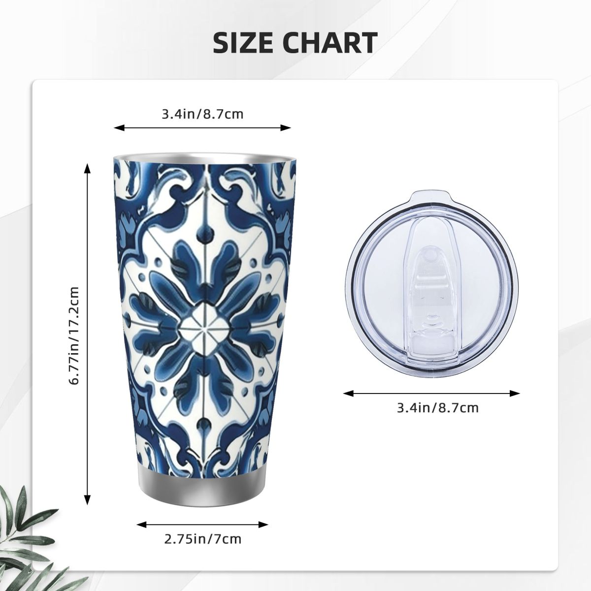 Blue And White Majolica Patter - Tumbler 20Oz White ulasan dan harga