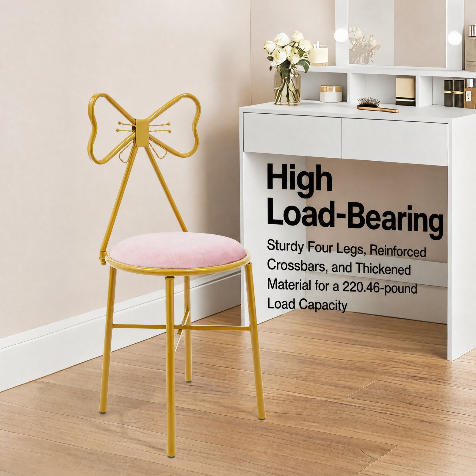 Pink Butterfly Backrest Vanity - Metal Photo Panel ulasan dan harga