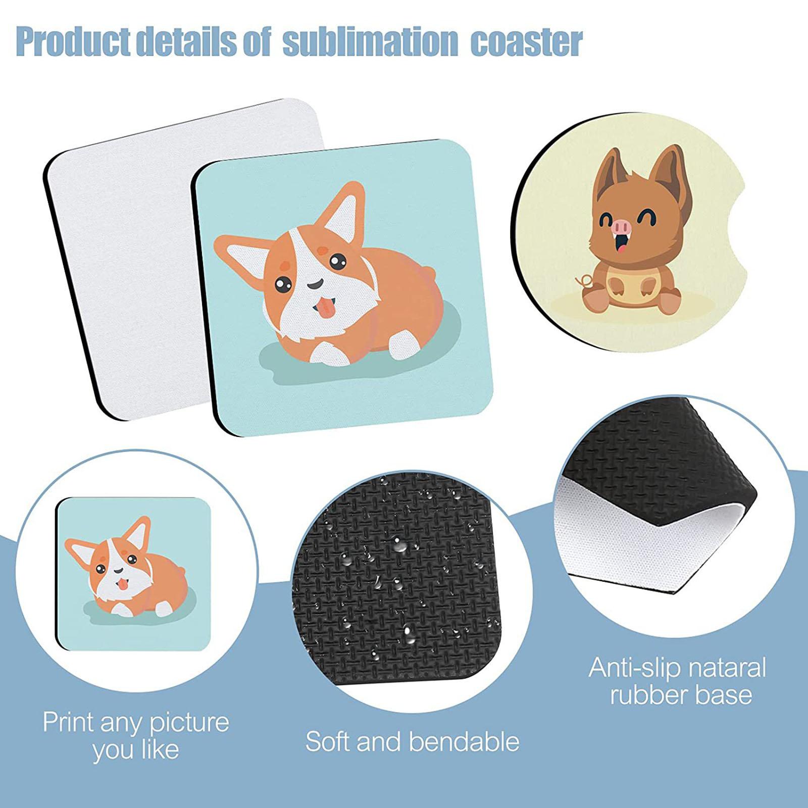 40Pcs Sublimation Cup Coasters - Coaster Sublimation Blank ulasan dan harga