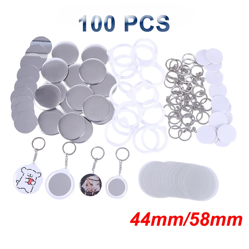 New 100PCS Key Ring Mirror Bla - Button Badge Blank ulasan dan harga