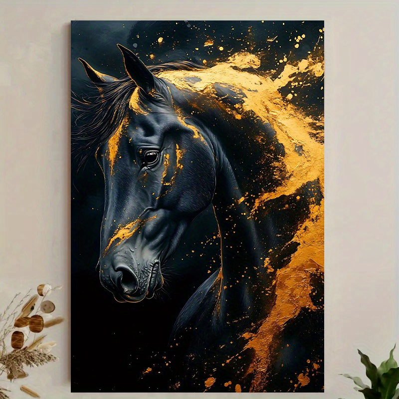 1pc Elegant Black Horse Canvas - Canvas Wrap Ready ulasan dan harga