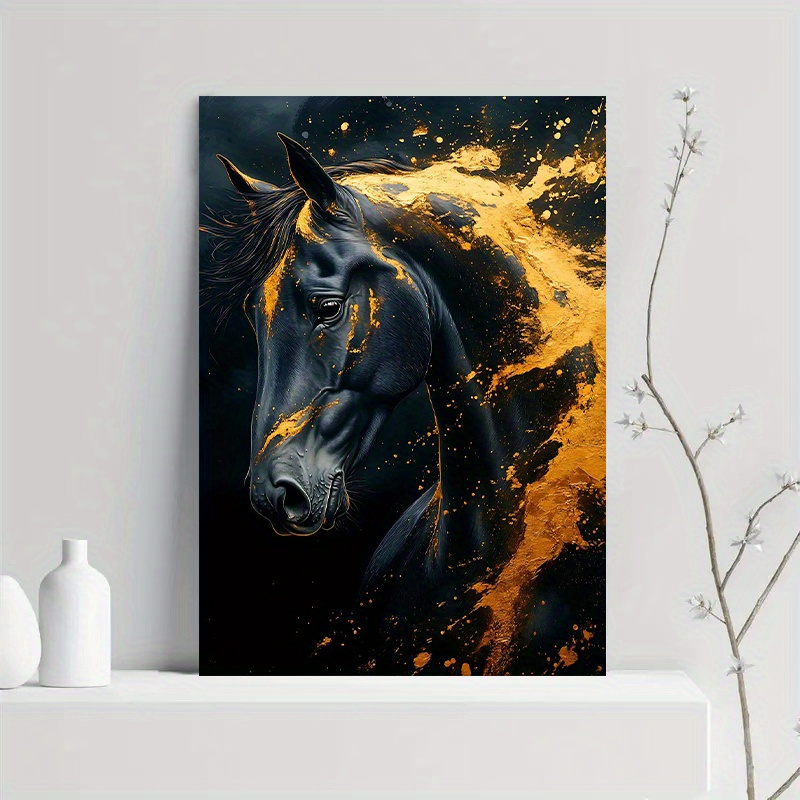 1pc Elegant Black Horse Canvas - Canvas Wrap Ready ulasan dan harga